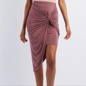 charlotte russe twist wrap asymmetrical mauve midi skirt